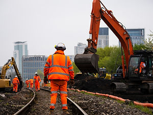 railway construction work in England, railway tracks