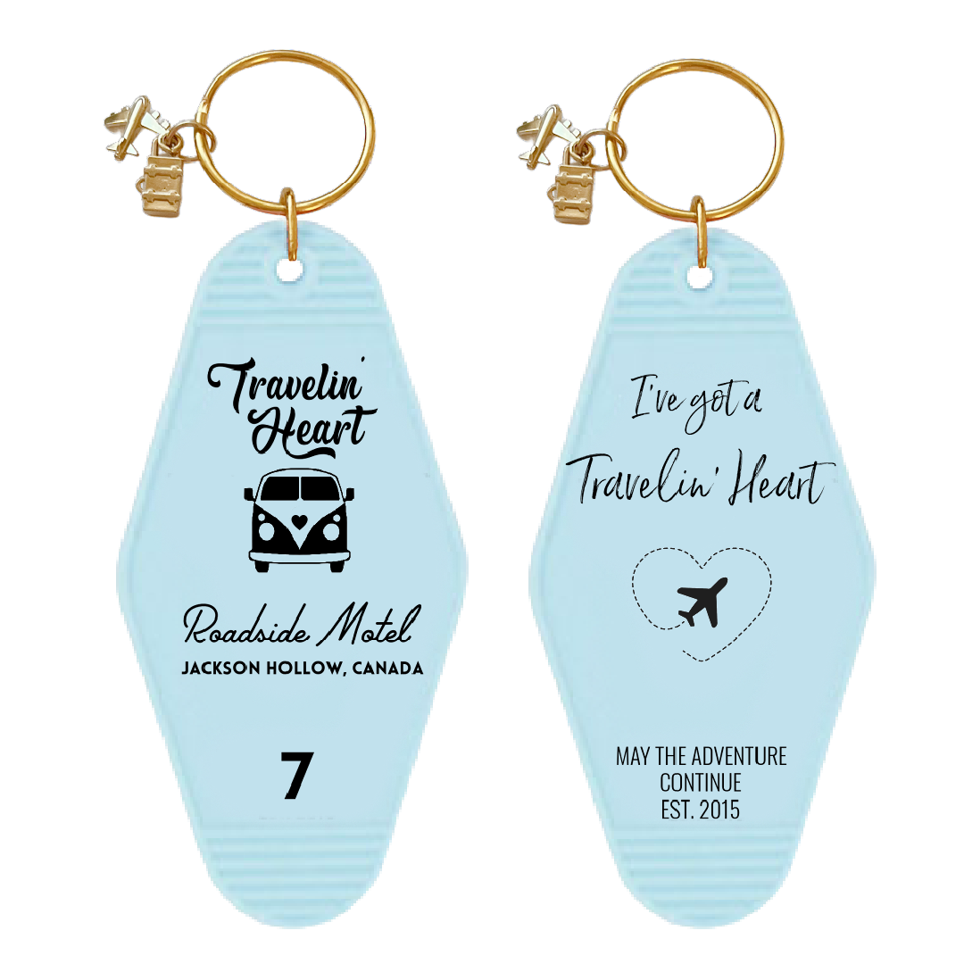 Travelin' Heart Vintage Keychain Blue