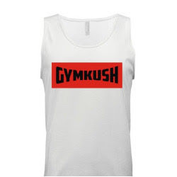 White Tank Top Red Rectangle Black Logo