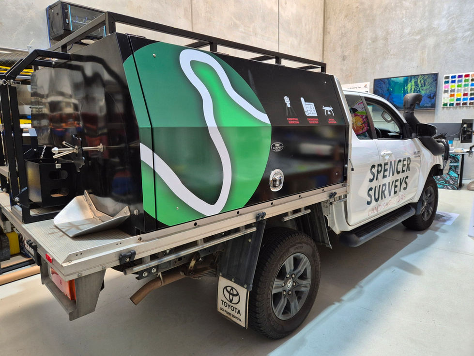 Graphteq vehicle branding ute wrap logo fleet Spencer surveys