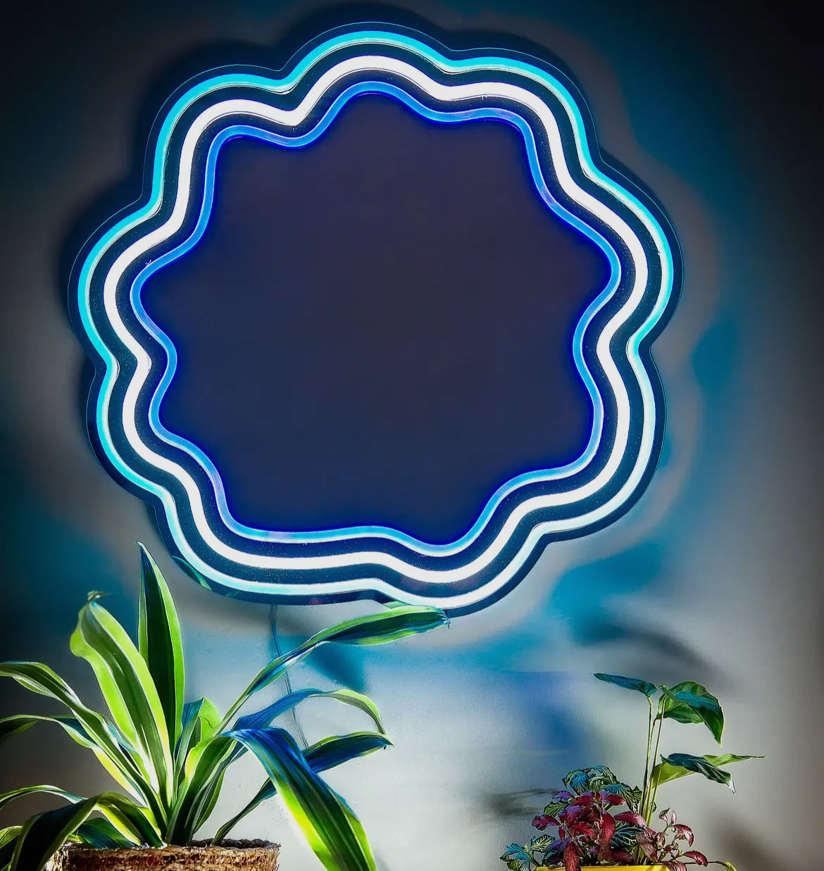 Spiegel met ledverlichting blauw/wit