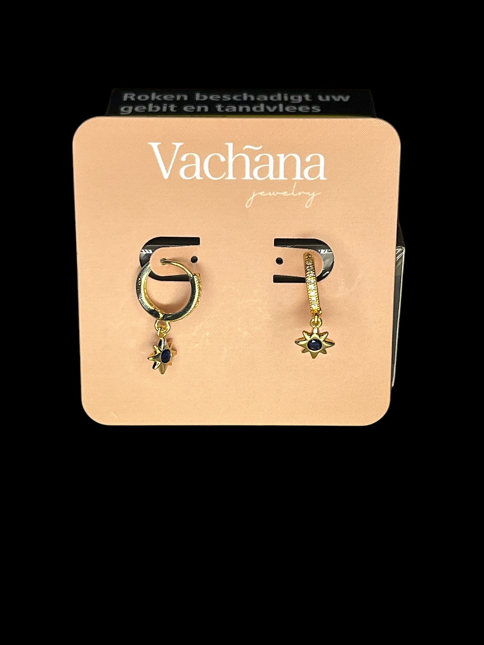 Thumbnail: Blauwe North Star cubic zirkonia Huggie hoepeloorbellen