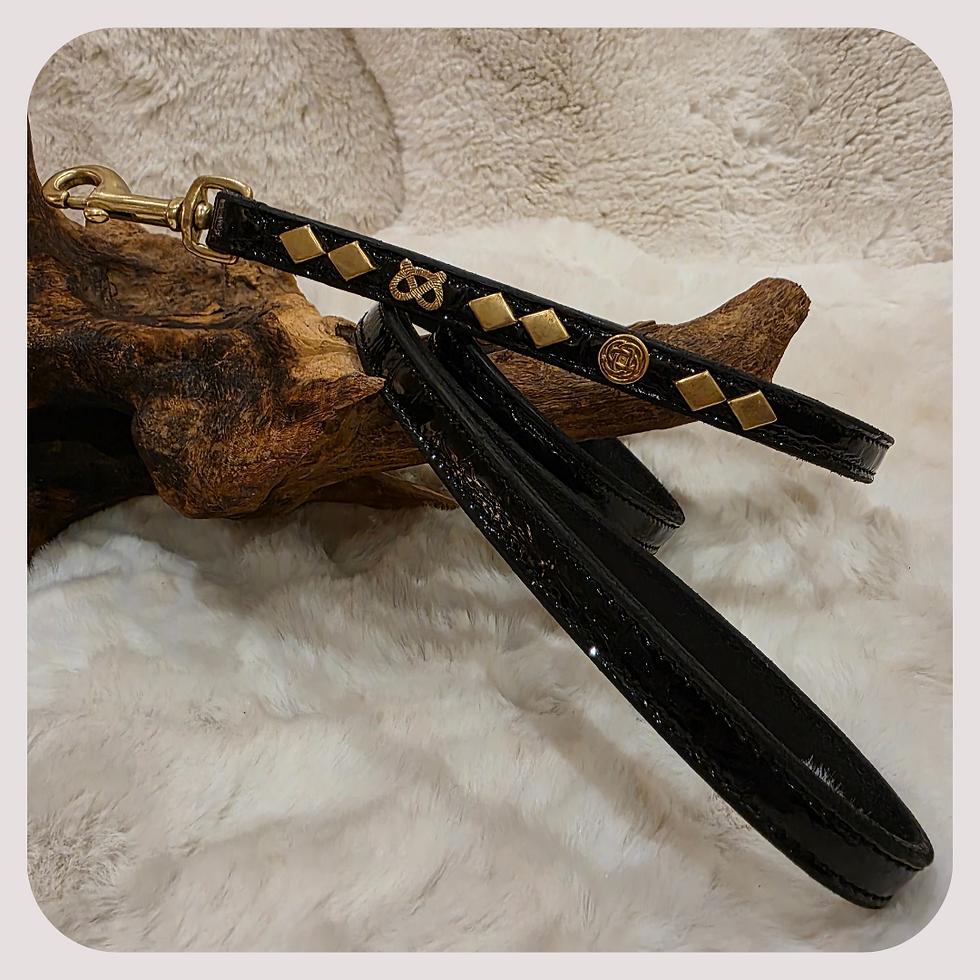 Thumbnail: Staffy Show Collar & lead Set. Croc Pattern Patent Leather 