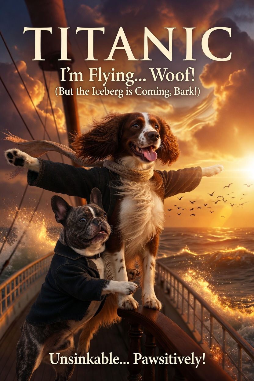 Spaniel & French Bulldog Star in Titanic Parody – Pure Paw-mance