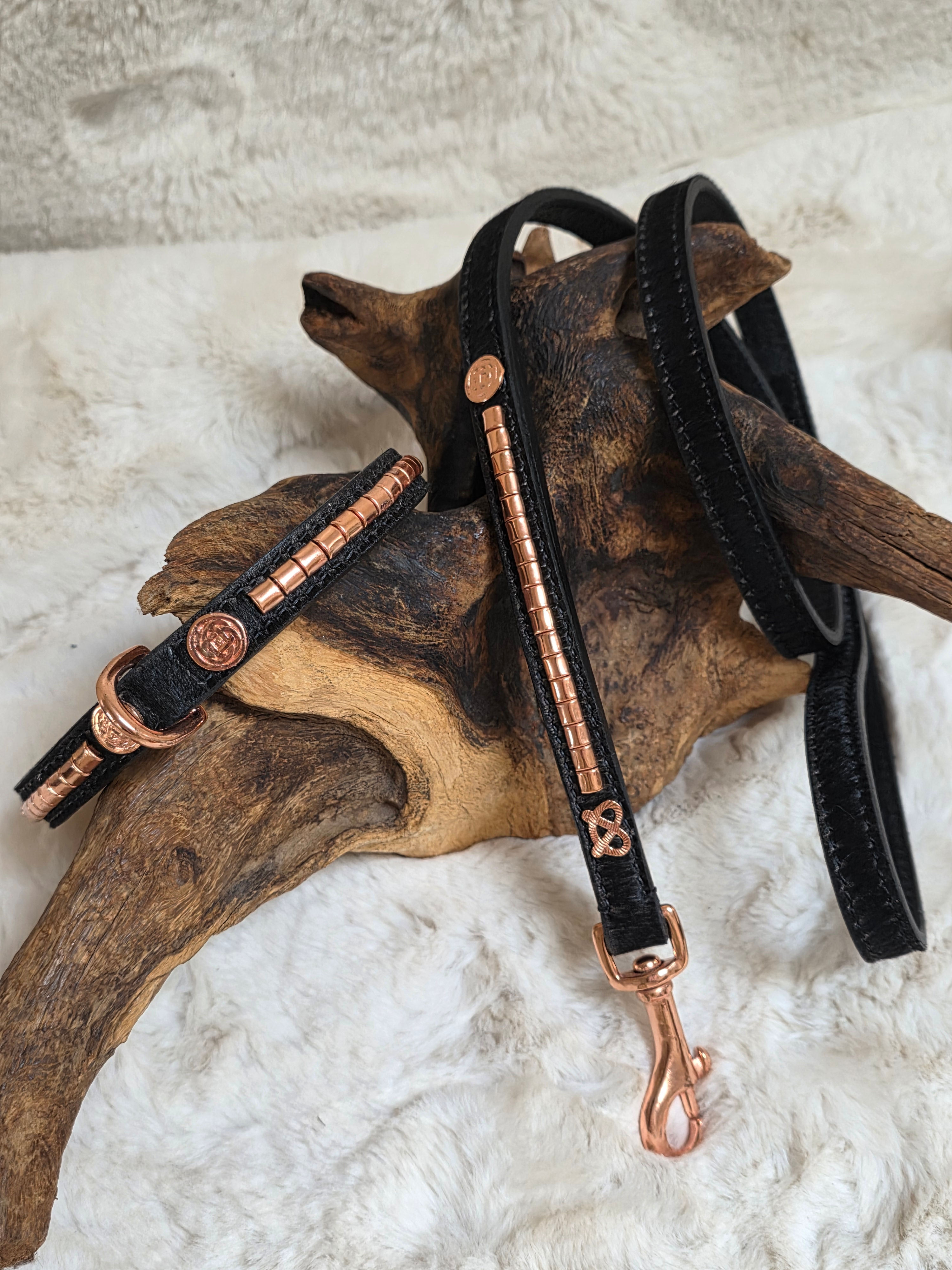 Limited Edition Staffordshire Bull Terrier Collar and Lead Set – Rose Gold Hair