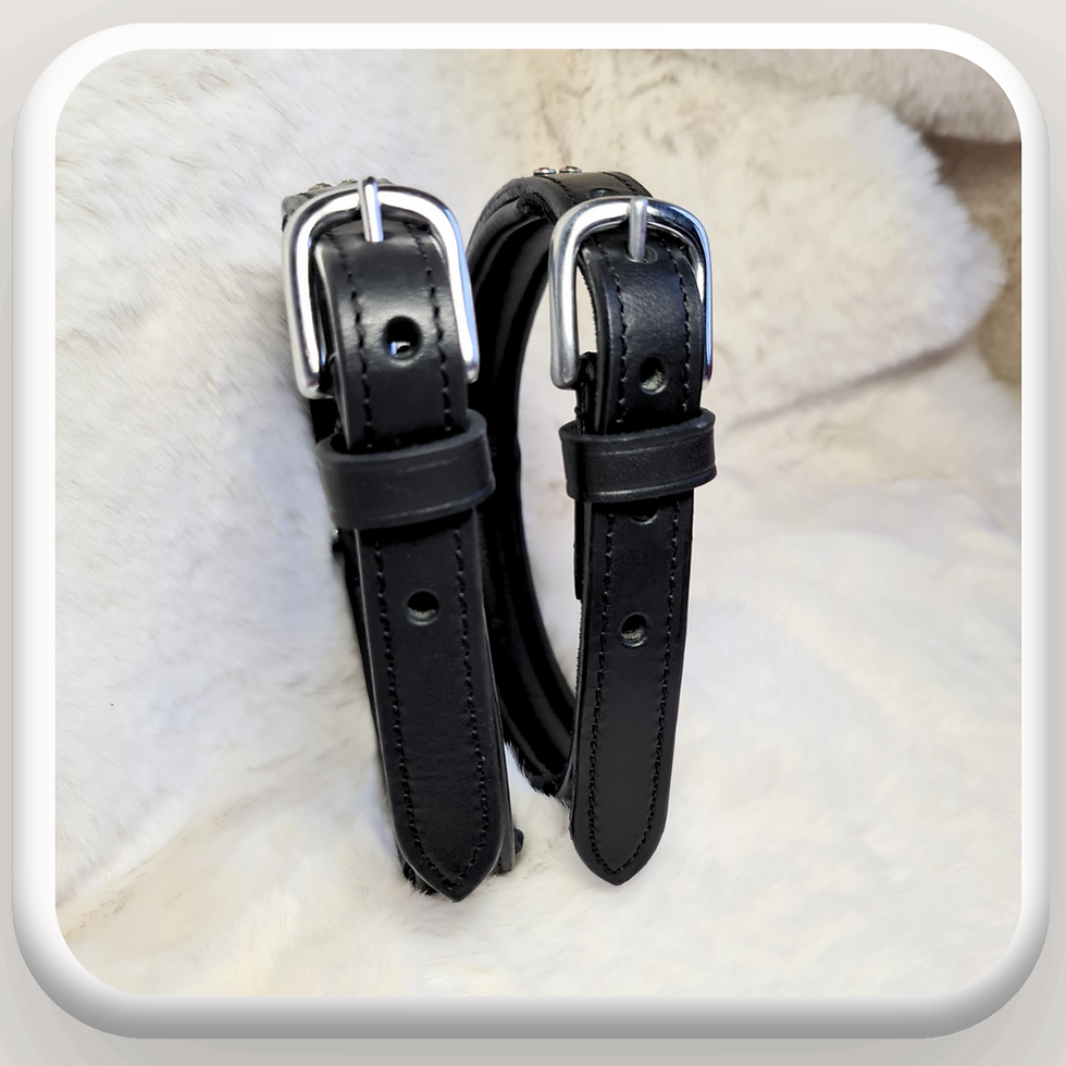 Thumbnail: Red tartan dog collar, black buffalo leather, padded cow leather, UK handcrafted
