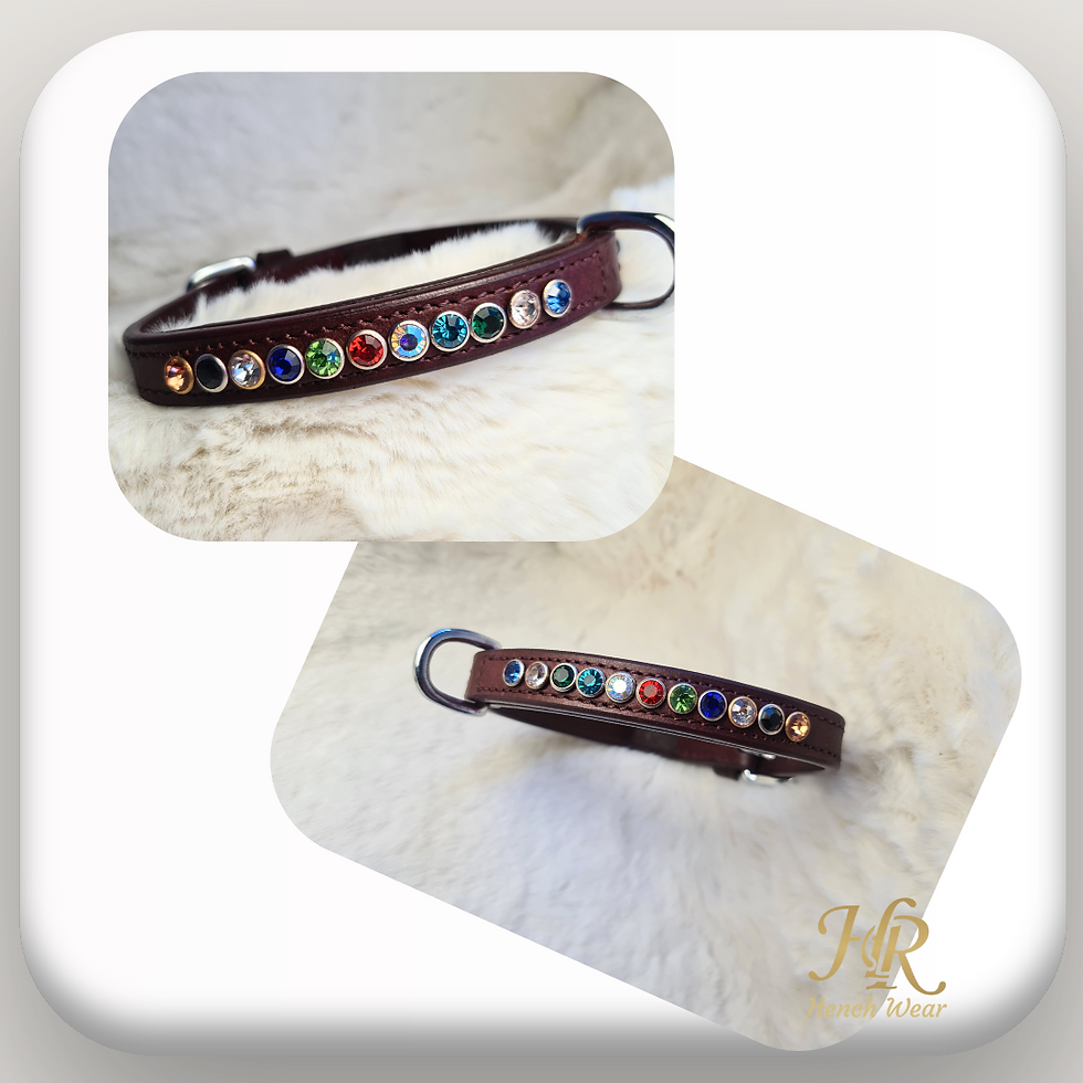 Thumbnail: Ox-Blood Gem Puppy Collar & Lead Set Double Leather Full Grain