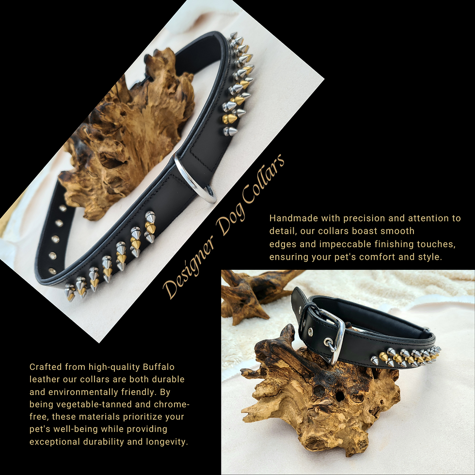 Thumbnail: spike collar and lead for dogs heavy duty,Black leather dog collar and lead set, Hench Range, handcrafted for all dogs, free