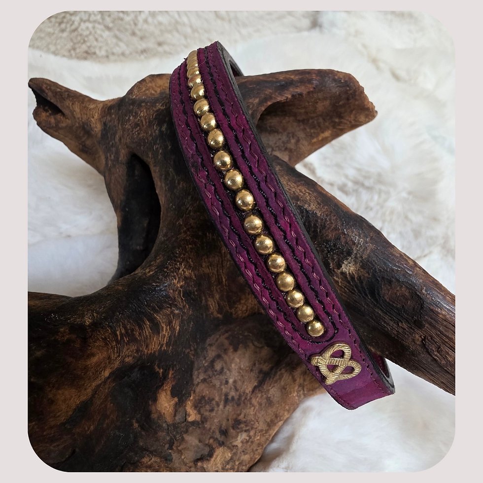 Thumbnail: Vintage Antique Mahogany Staffy Knot Collar and Lead Set 