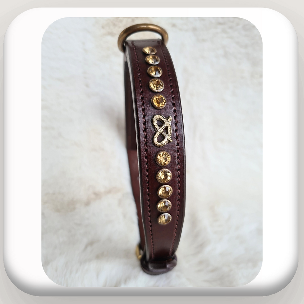Thumbnail: Oxblood Staffordshire Bull Terrier Collar and Lead Set with Iconic Stafford Knot