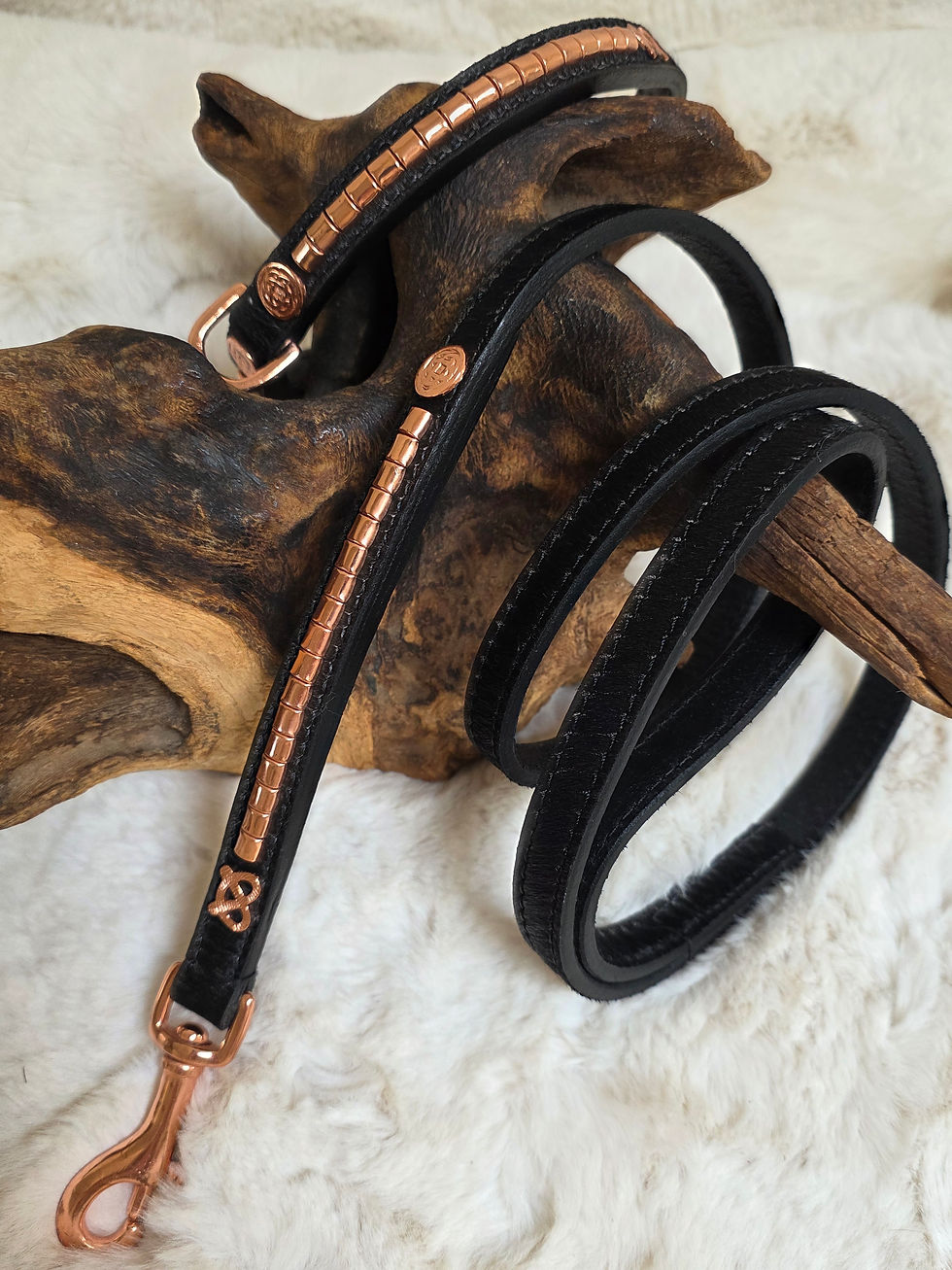 Thumbnail: Limited Edition Staffordshire Bull Terrier Collar and Lead Set – Rose Gold Hair 