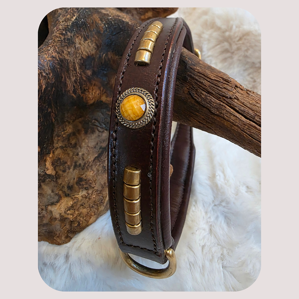 Thumbnail: Premium Full Grain Leather Dog Collar and Lead Set – Western Style 