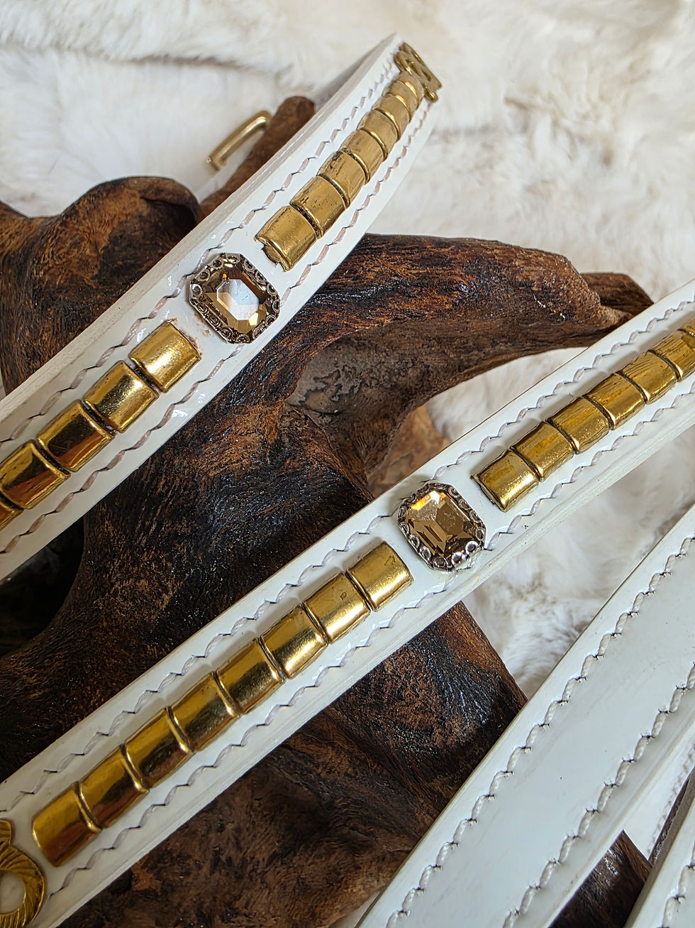 Thumbnail: Luxury White Patent Leather Staffordshire Bull Terrier Show Collar & Lead Set 