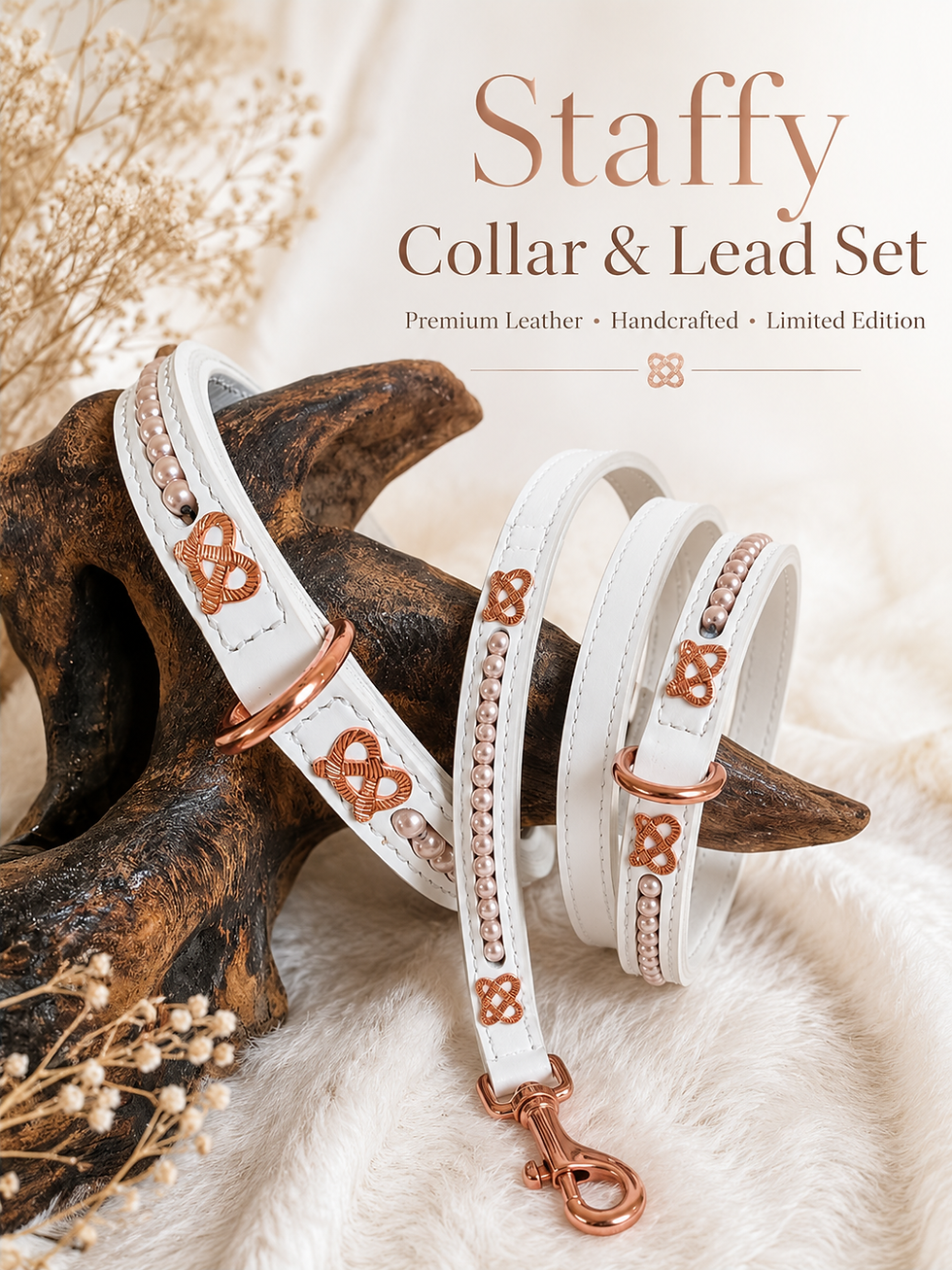 Limited-Edition Full-Grain Leather Staffordshire Bull Terrier Collar and Lead Sets
