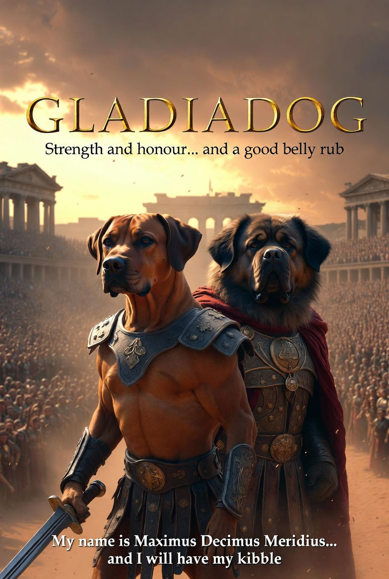 Gladiadog – Rhodesian Ridgeback as Maximus | Strength and honour… and a good belly rub. I will have my kibble