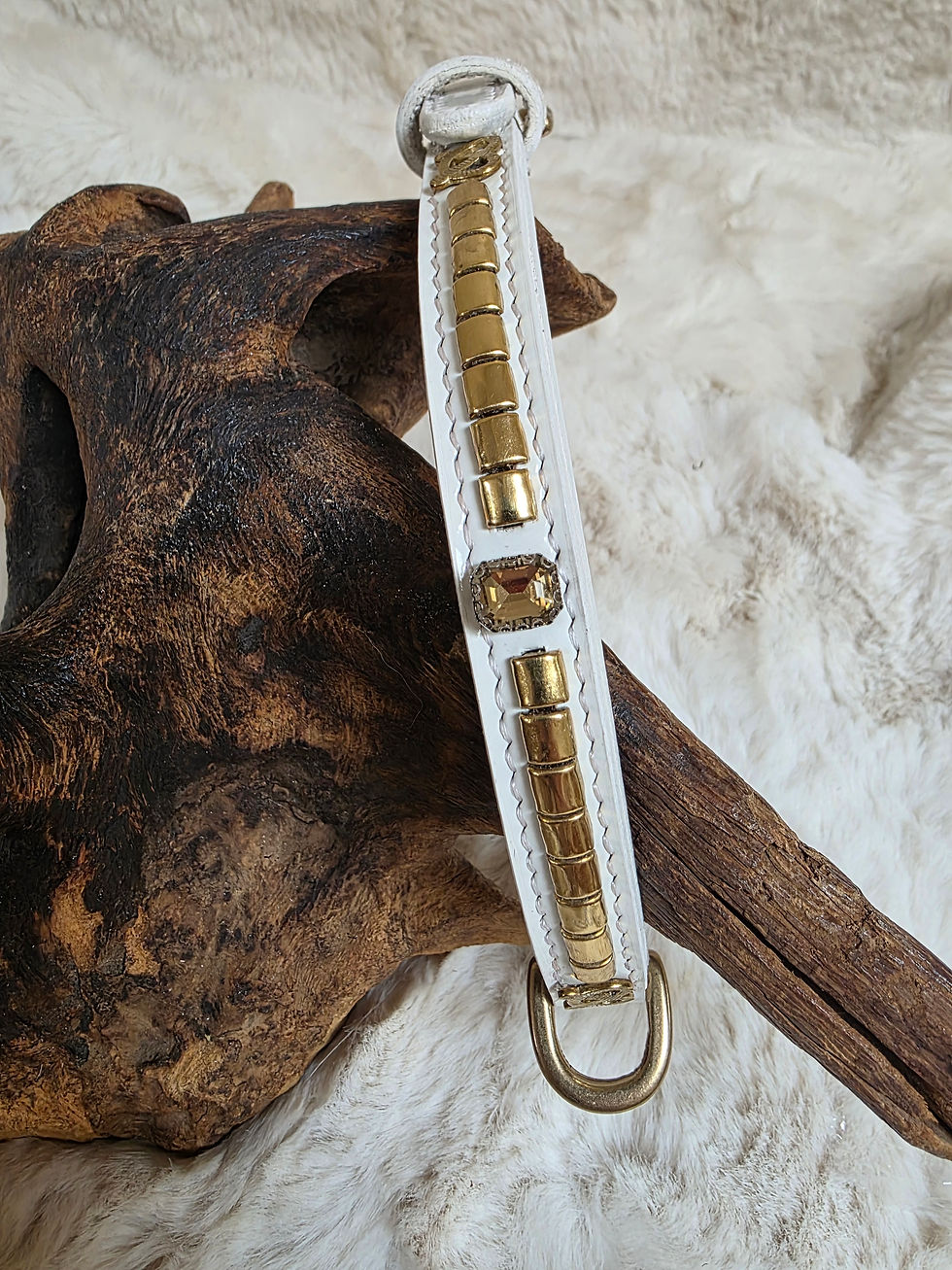 Thumbnail: Luxury White Patent Leather Staffordshire Bull Terrier Show Collar & Lead Set 