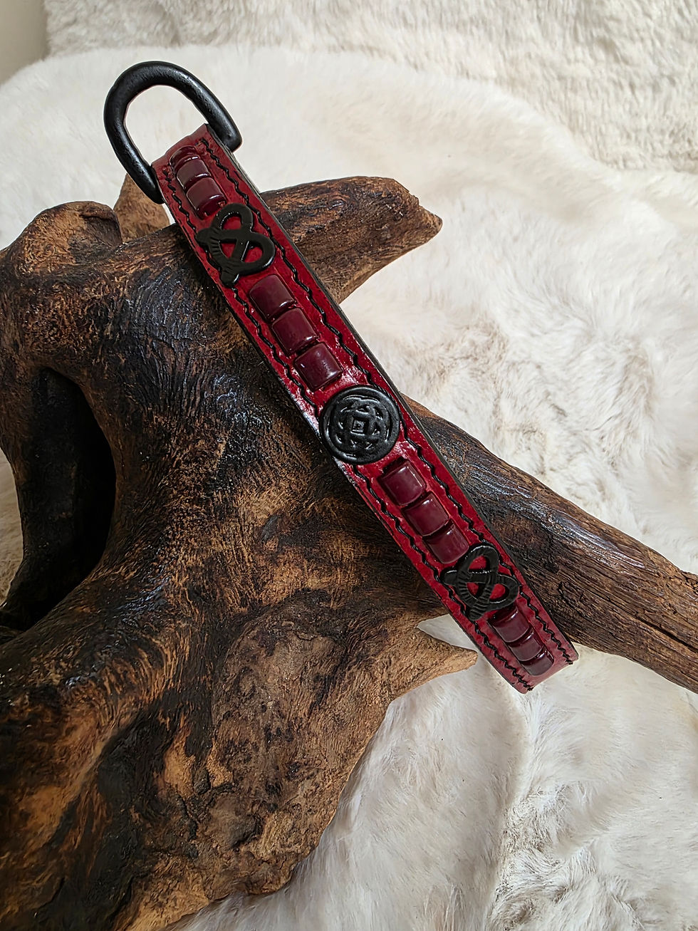 Thumbnail: Luxury Mahogany & Burgundy Staffordshire Bull Terrier Show Collar & Lead Set