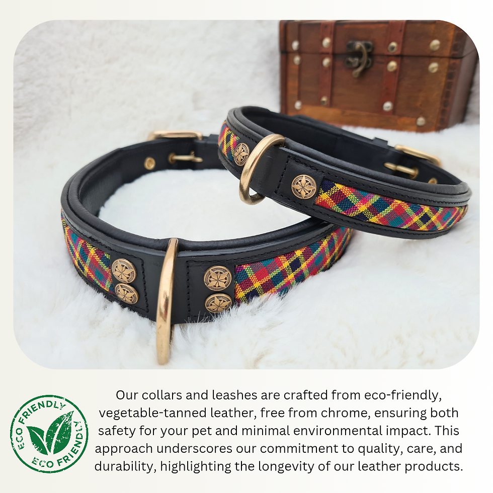Thumbnail: Scottish Tartan Design Leather Collar and Lead Set 