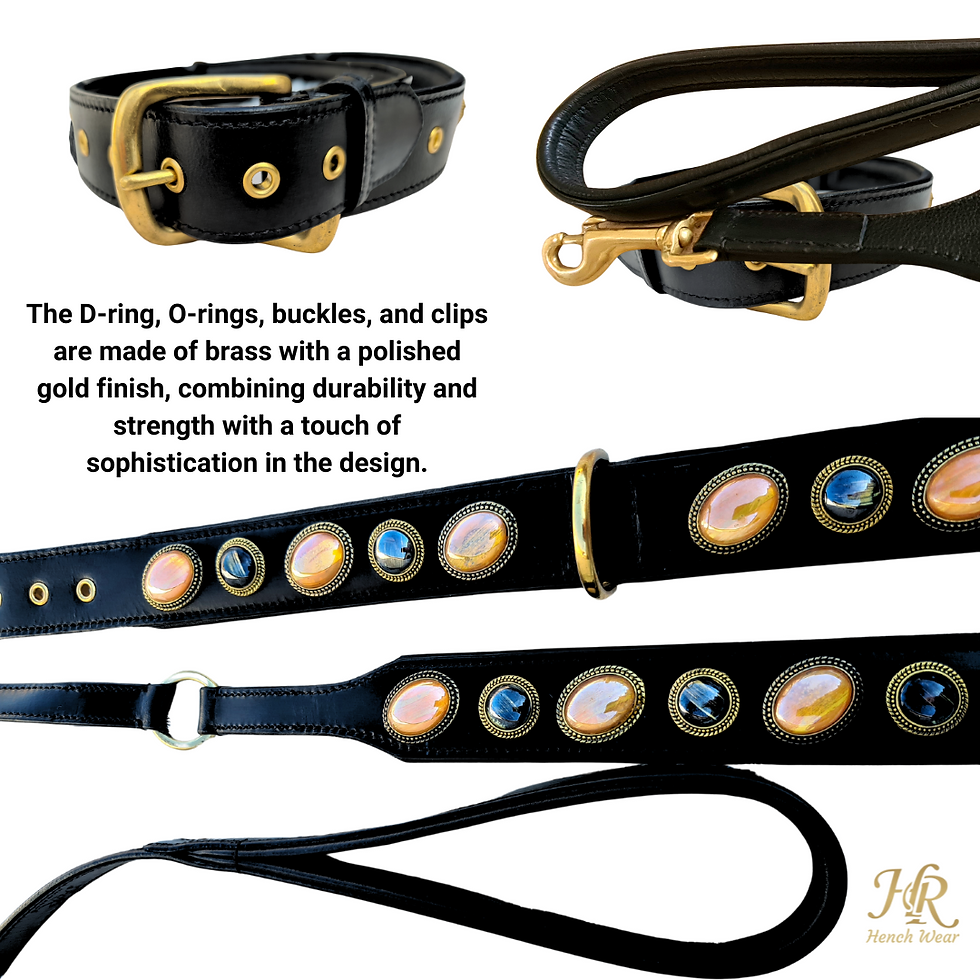Thumbnail: Close-up of buffalo leather dog collar, Hench Range, eco-friendly for dogs, free UK shipping