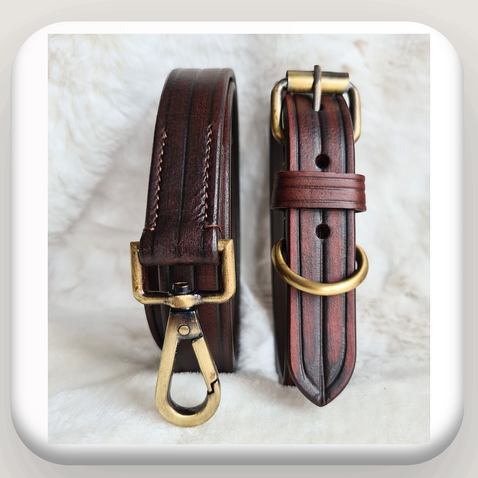 Thumbnail: 13-17in Rustic Brown Collar & Lead Set Leather 