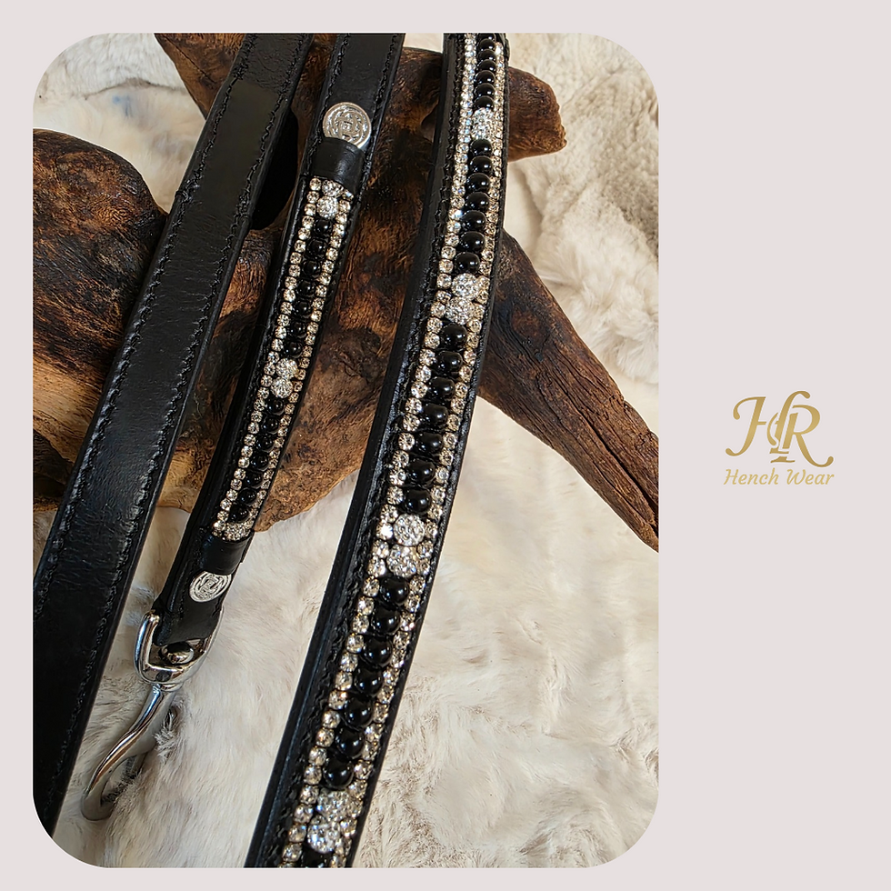 Thumbnail: Ultimate Luxury: Handcrafted Full-Grain Buffalo Bling  Dog Collar & Lead Set 