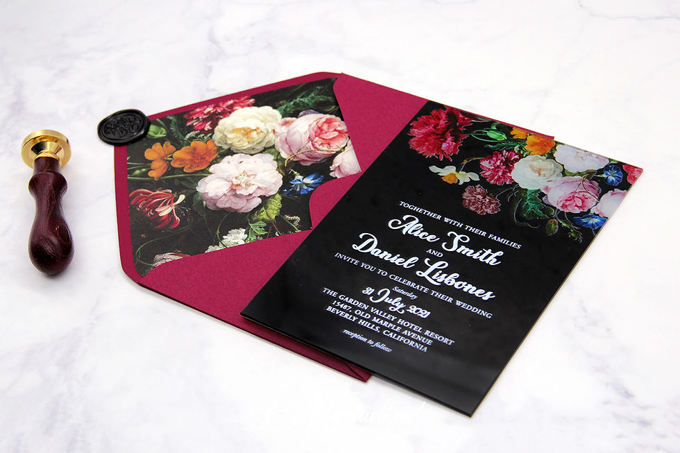 IS-016 Invitatie in stil Vintage pe sticla neagră