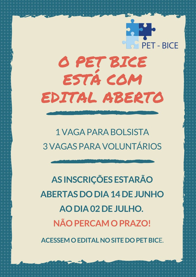 Edital 019/2018 - Processo Seletivo para o PET BICE