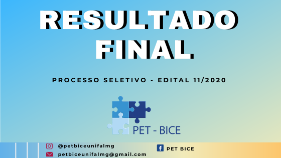 Resultado Final do processo seletivo Edital 11/2020 para novos membros.