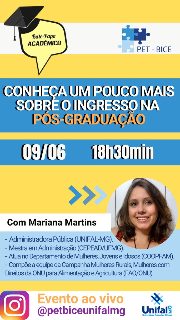 Participem do próximo Bate-Papo Acadêmico - dia 09/06.