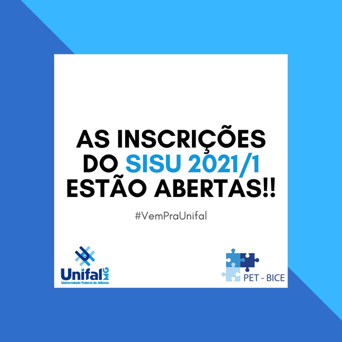 As inscrições para o SISU 2021/1 estão abertas!!