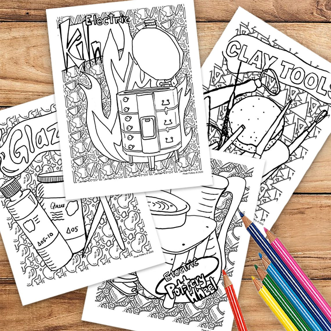 4 page Coloring Pottery Page