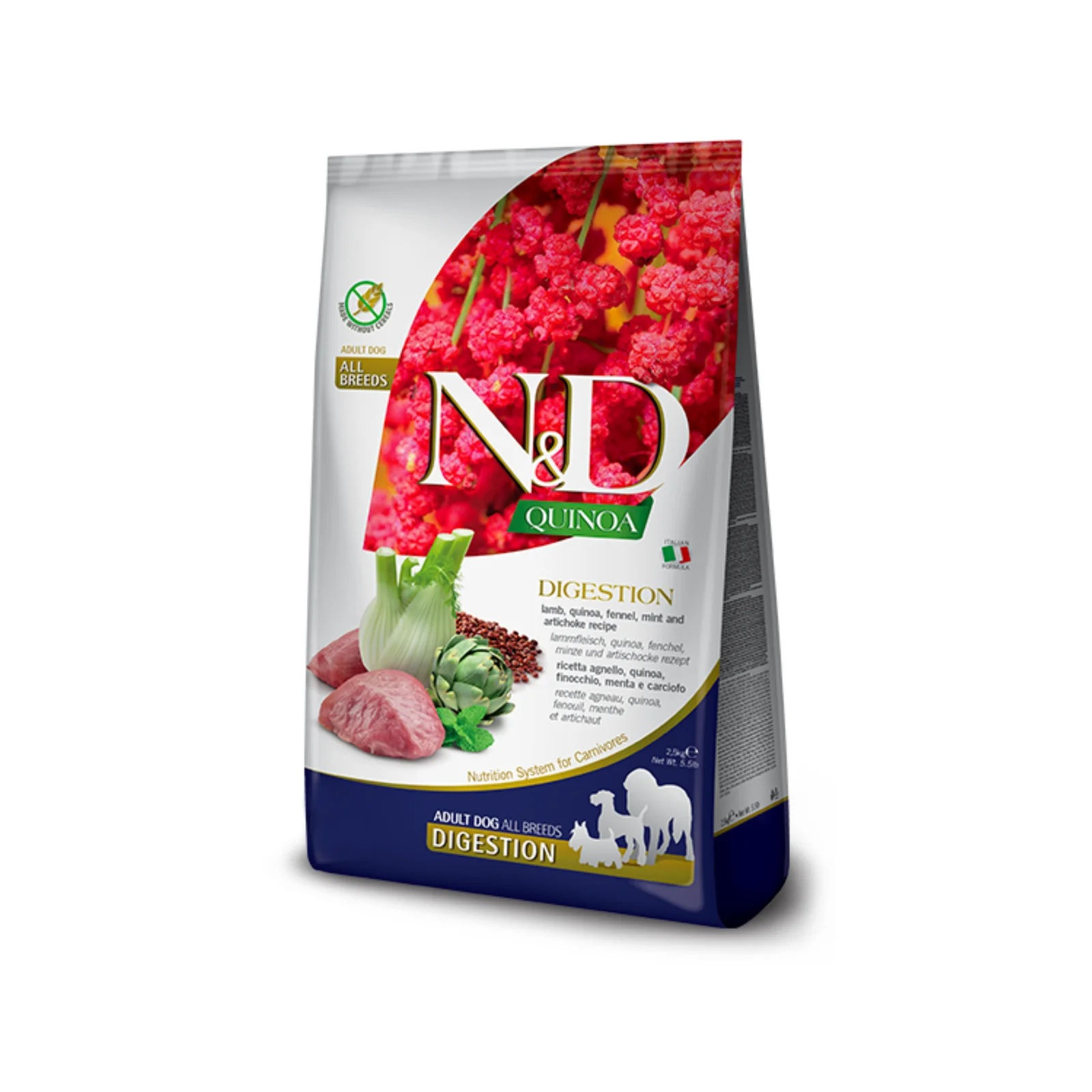 N&D QUINOA LAMB FENNEL DIGESTION ALL BREED 7 kg barība suņiem