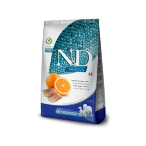 N&D OCEAN HERRING ORANGE ADULT MEDIUM MAXI 12 kg barība suņiem