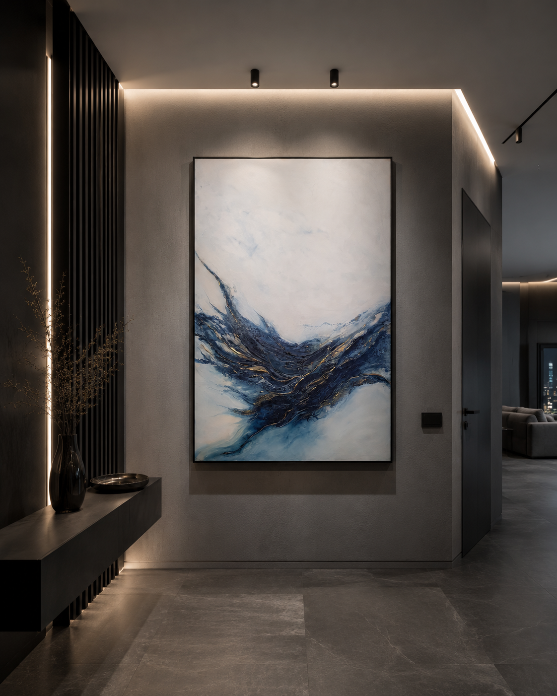 Original textured painting "Birth of a Current" 120 cm x 80 cm for modern interior Jelena Kundich Art Studio