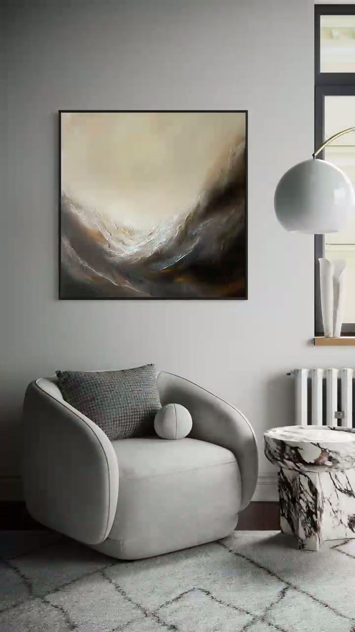 Sīktēls: Design painting "Breathing" 100 x 100 cm for modern home by Jelena Kundich