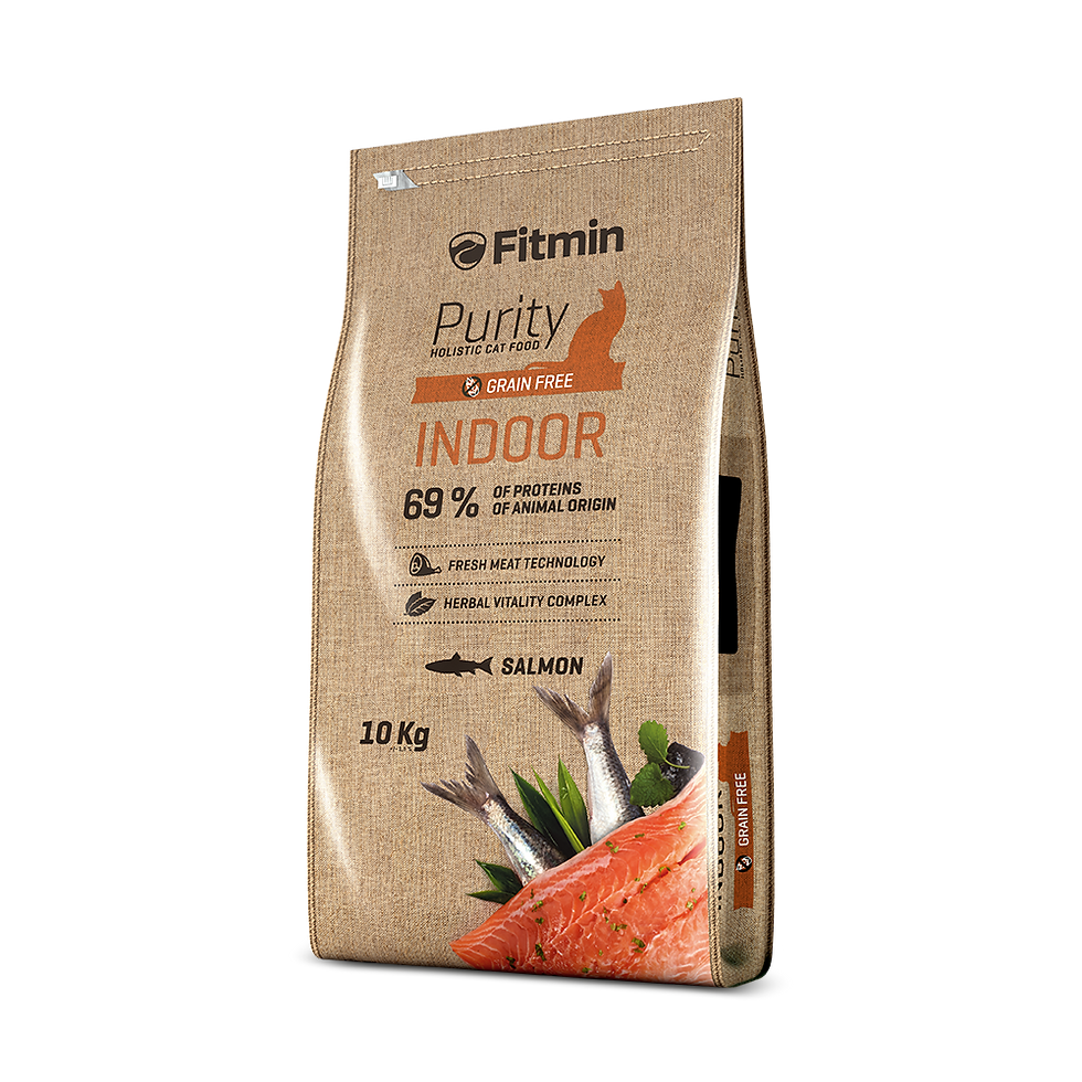 FITMIN Indoor 1.5 kg sausā barība pieaugušiem kaķiem ar lasi