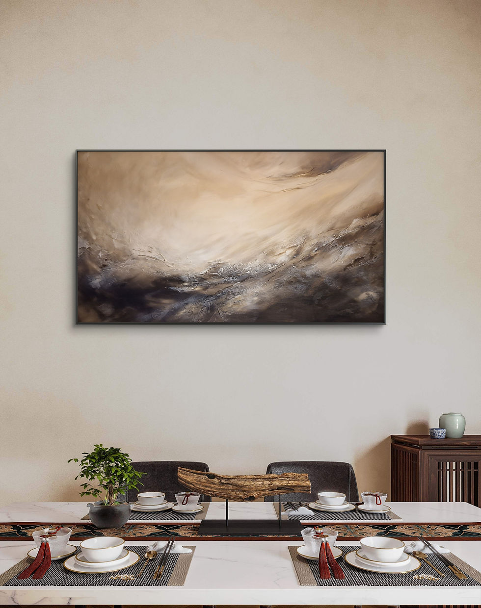 Thumbnail: Painting boundless hush 140 x 80 cm by artist Jelena Kundich