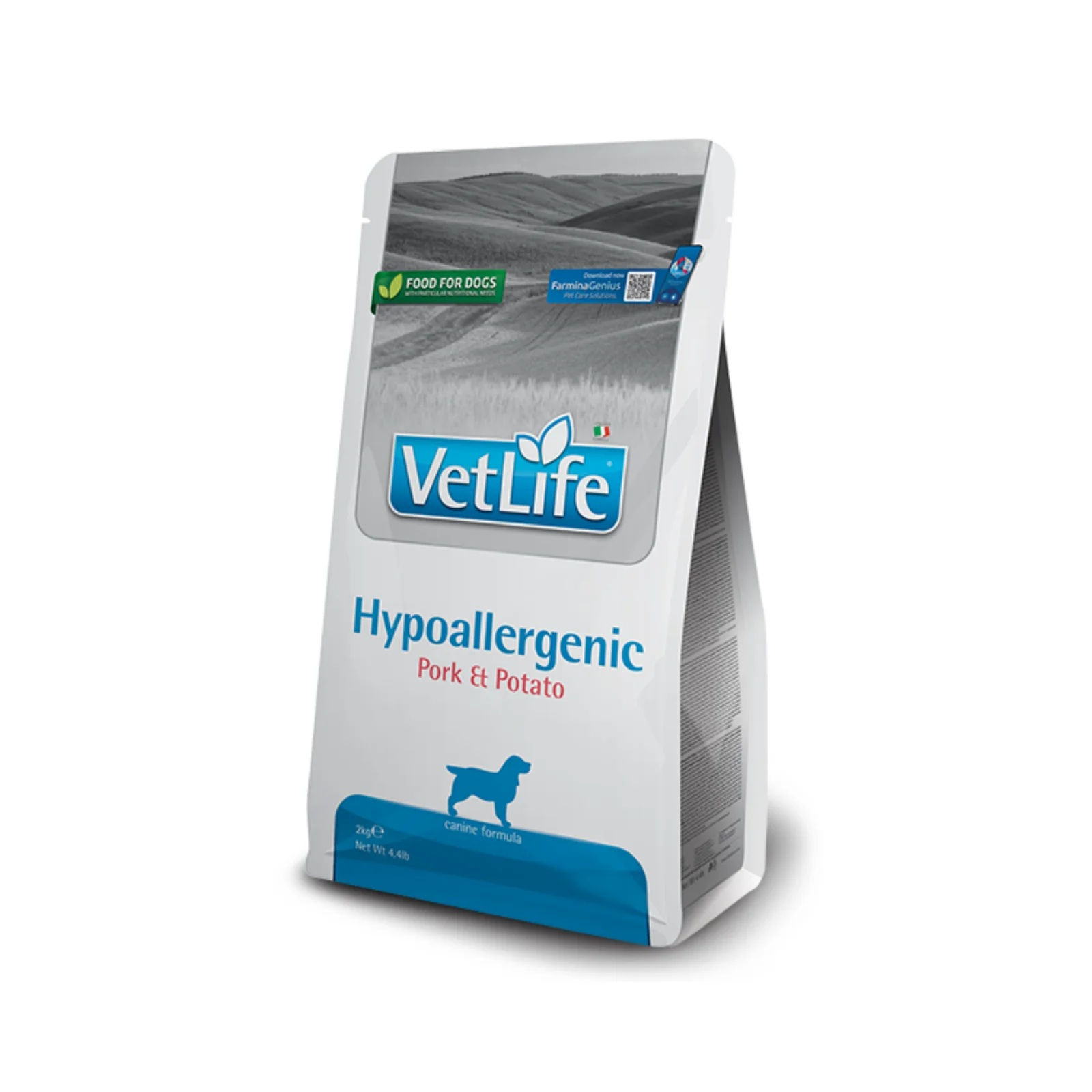 VET LIFE HYPOALLERGENIC PORK & POTATO 2 kg diētiskā barība suņiem ādas veselībai