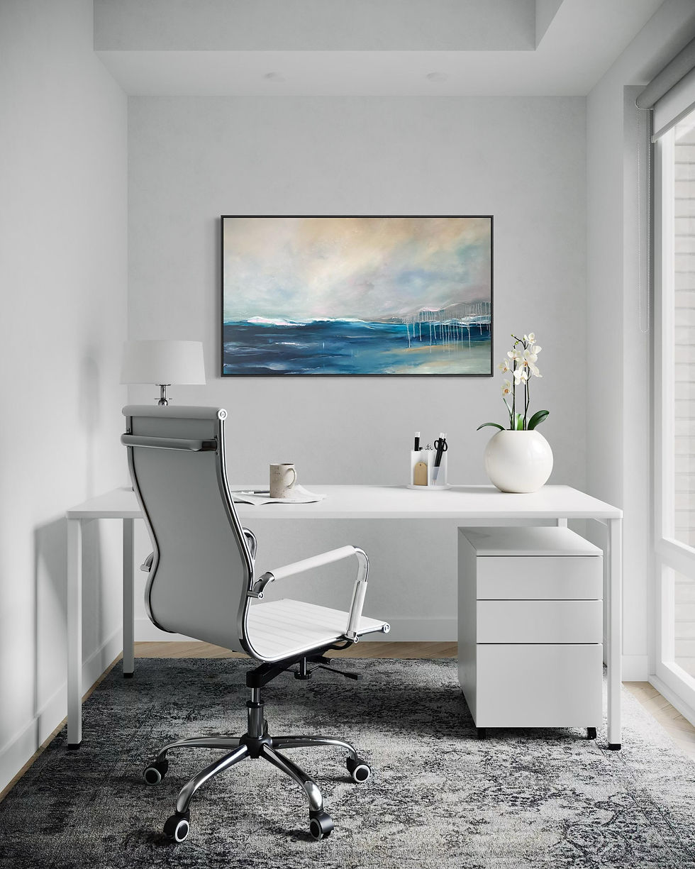 Sīktēls: Painting "Blue Tension" 120 x 70 cm for modern home by Jelena Kundich