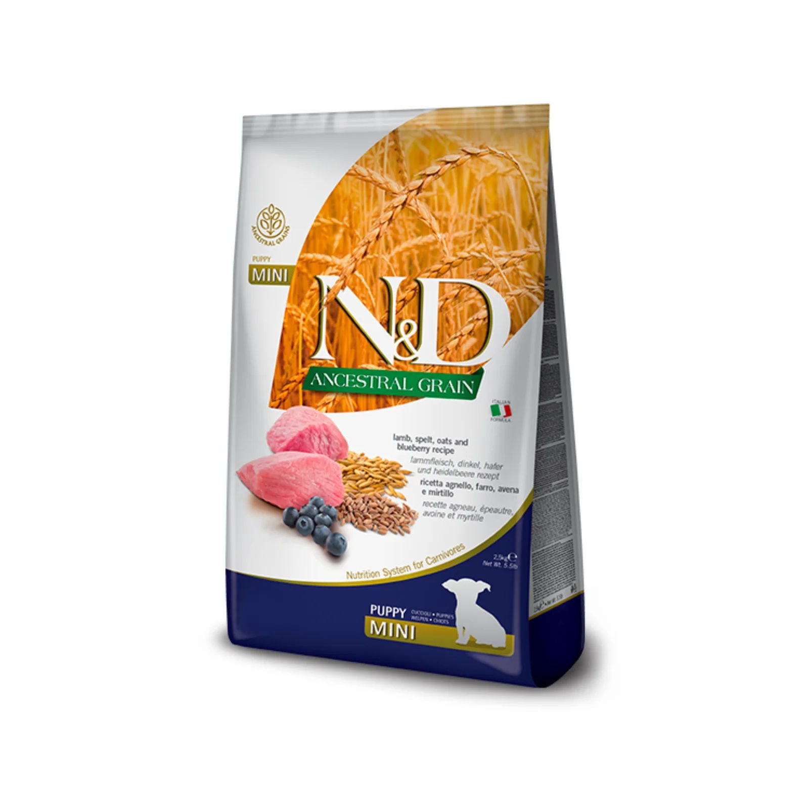 N&D ANCESTRAL GRAIN LAMB BLUEBERRY PUPPY MINI 0.8 kg barība kucēniem