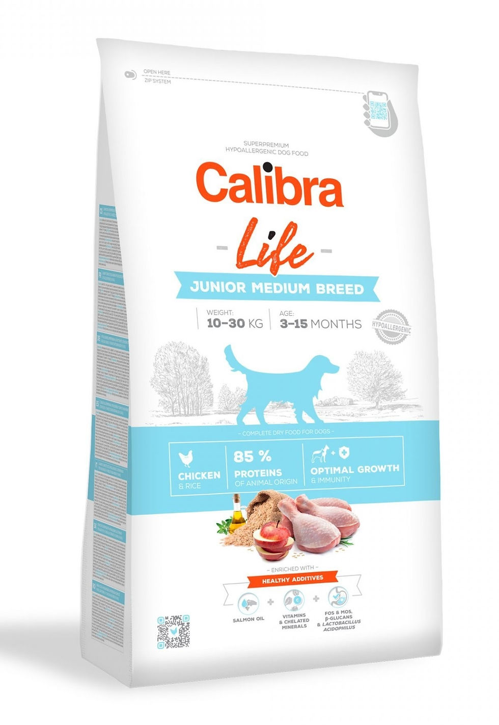 CALIBRA Junior Medium Chicken 12 kg barība vidējo šķirņu kucēniem ar vistu