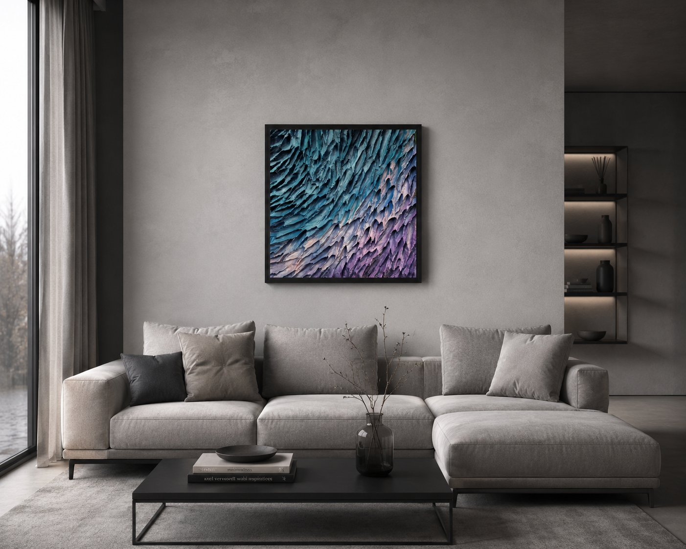 3D Wall Art "Arctic Veins" 50 x 50 cm in wood frame by Jelena Kundich