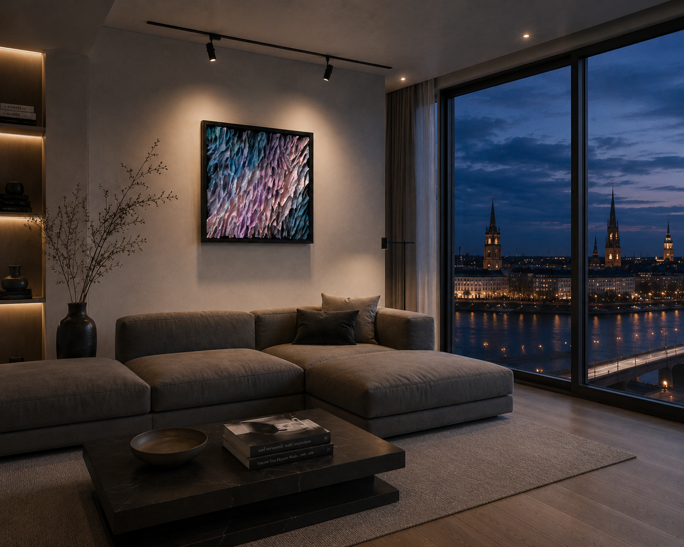3D Wall Art Crystal Ridge 50 x 50 cm in wood frame for modern home by Jelena Kundich Art Studio