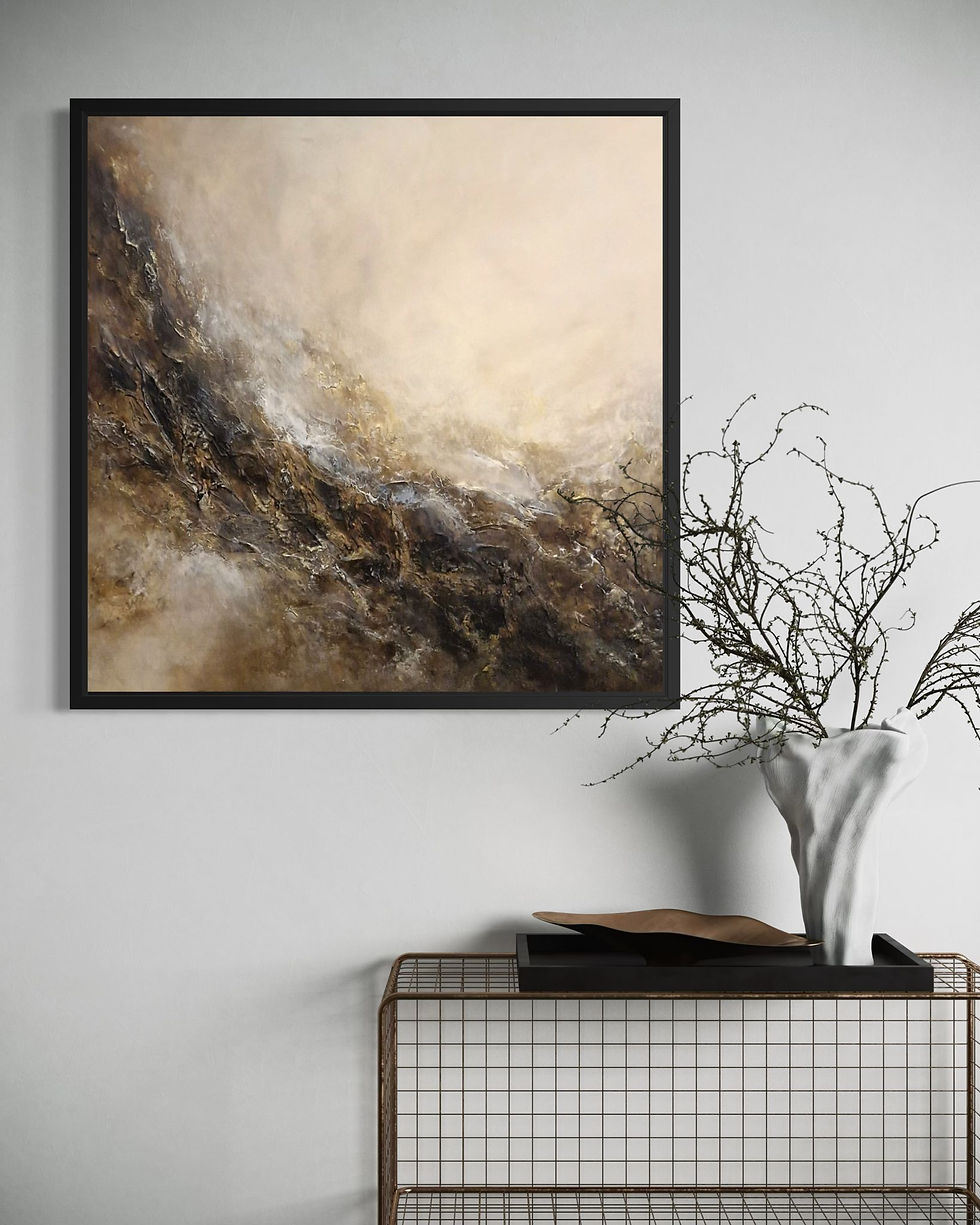 Sīktēls: Painting "Soft Tension" 80 x 80 cm for modern home by Jelena KUndich glezna interjeram
