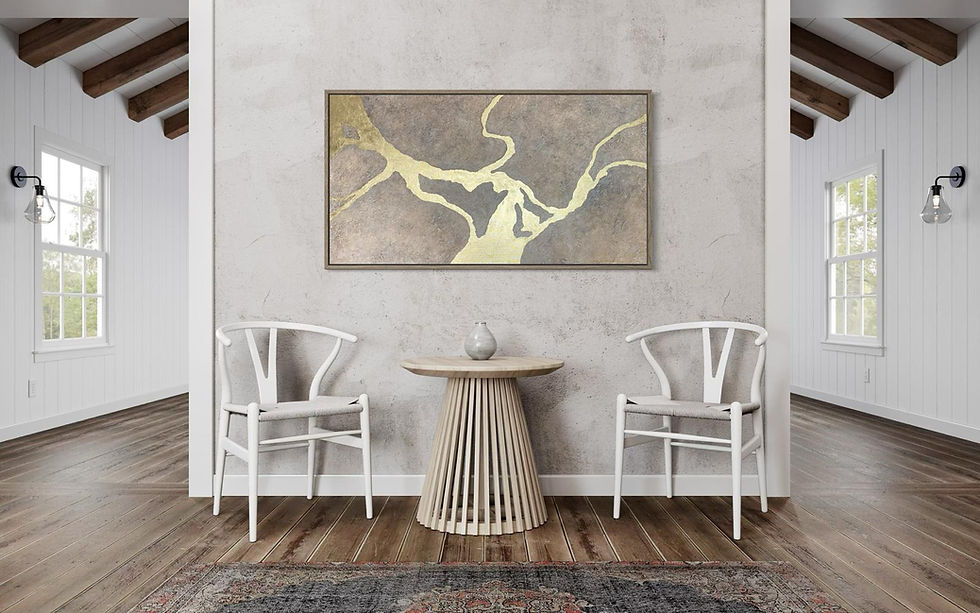 Sīktēls: Design painting "Golden Tree" 150 x 80 cm for modern home by Jelena Kundich