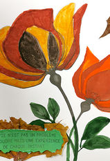 Fleurs orange au feutre et peinture
