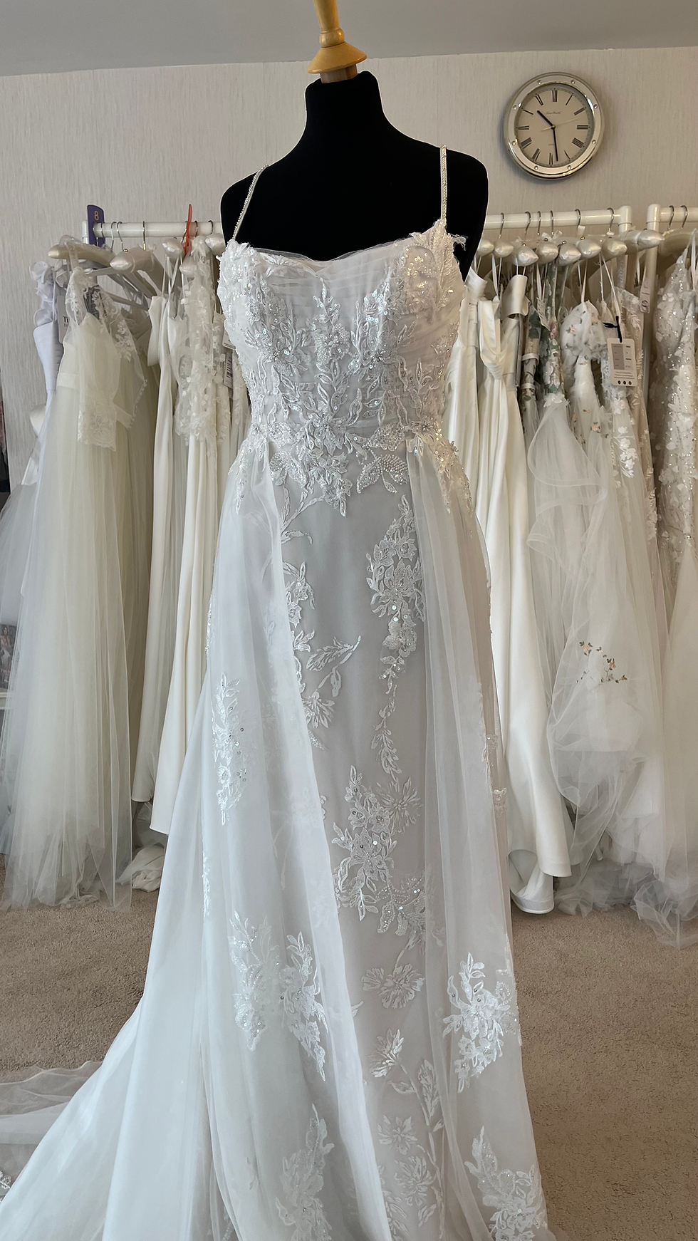 Thumbnail: Aurelia by Richard Designs in Champagne size 8 with Ivory overskirt/train