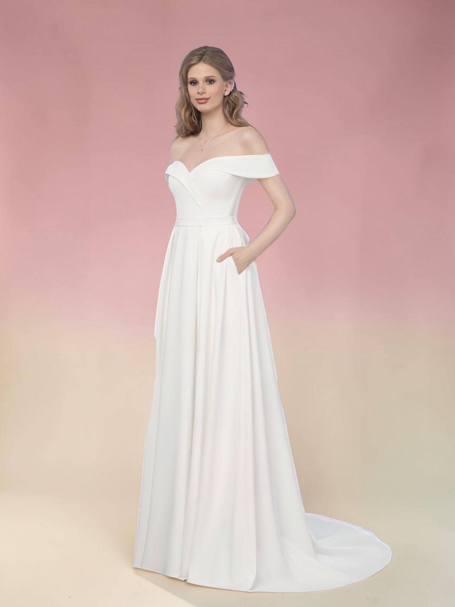 Lenovia "Romy" 2265 off the shoulder crepe dress