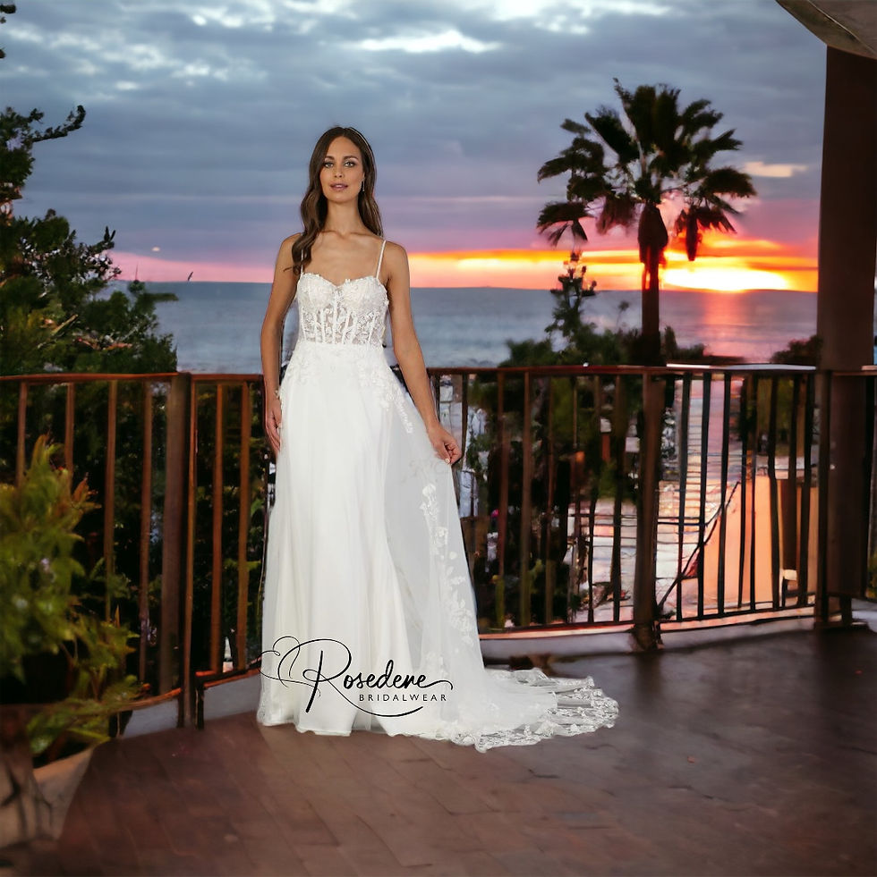 Thumbnail: Primrose by Richard Designs in Ivory size 10 with fitted stretch crepe skirt