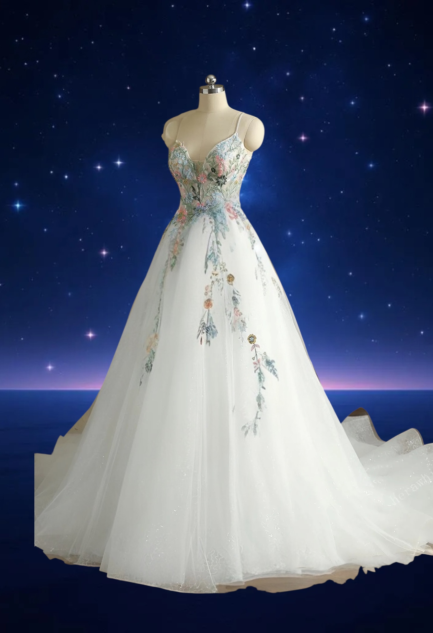 HW3418 multi-floral wedding dress in Ivory size 12 & 16